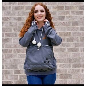 Hoodie with Dog Hands Free Pouch NWT Gray Ears Kei Tomlison NWT, Women's Medium